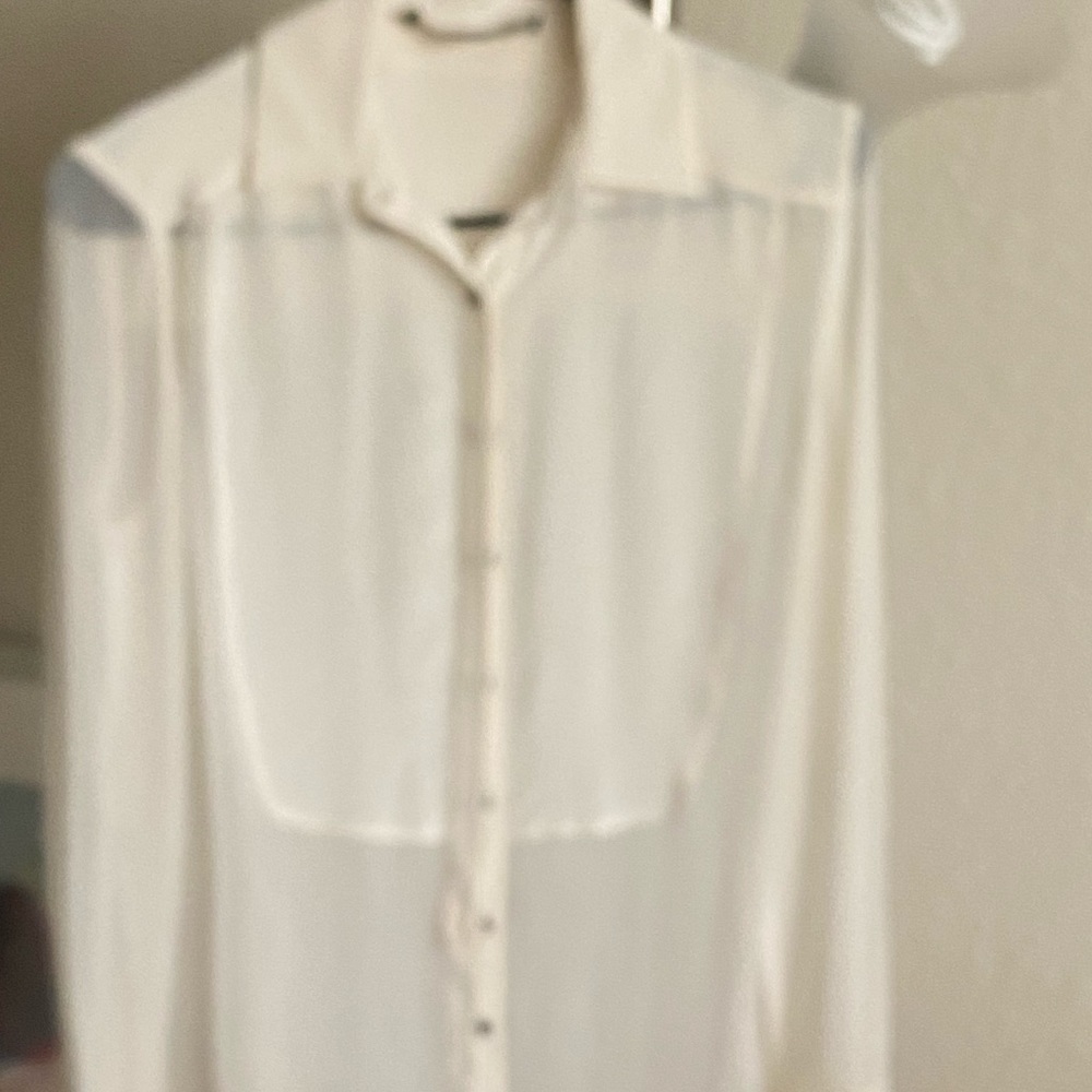 Elizabeth and james xs white crepe tuxedo shirt